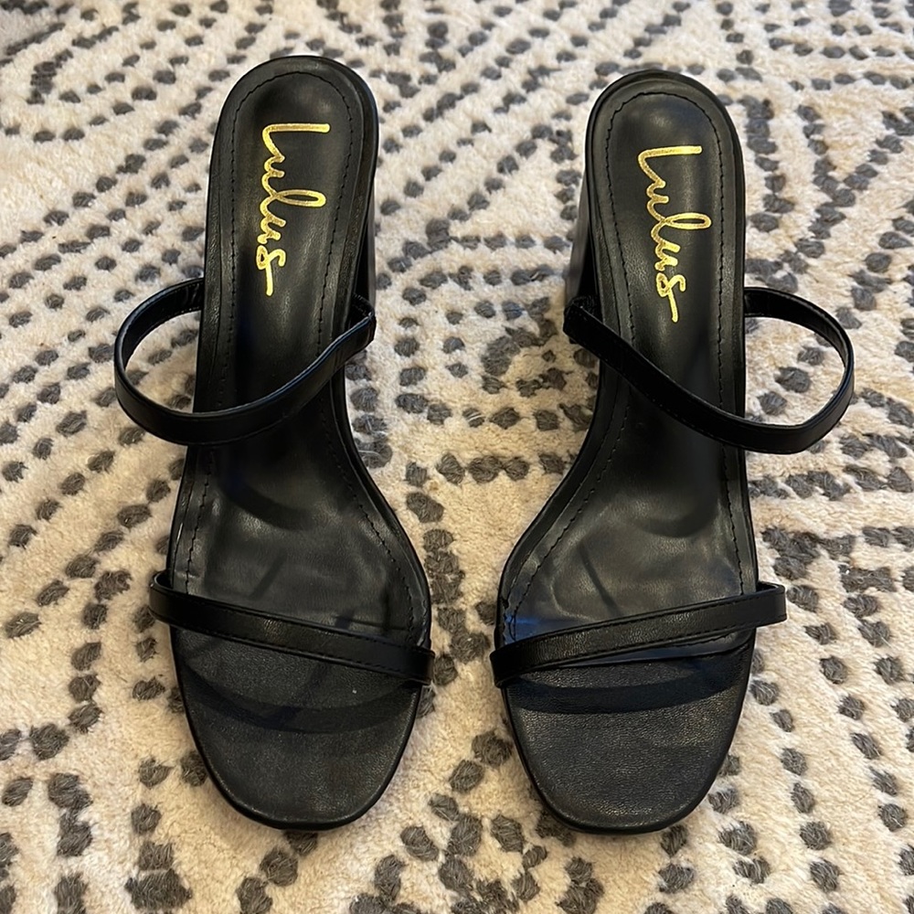 Black strappy heels